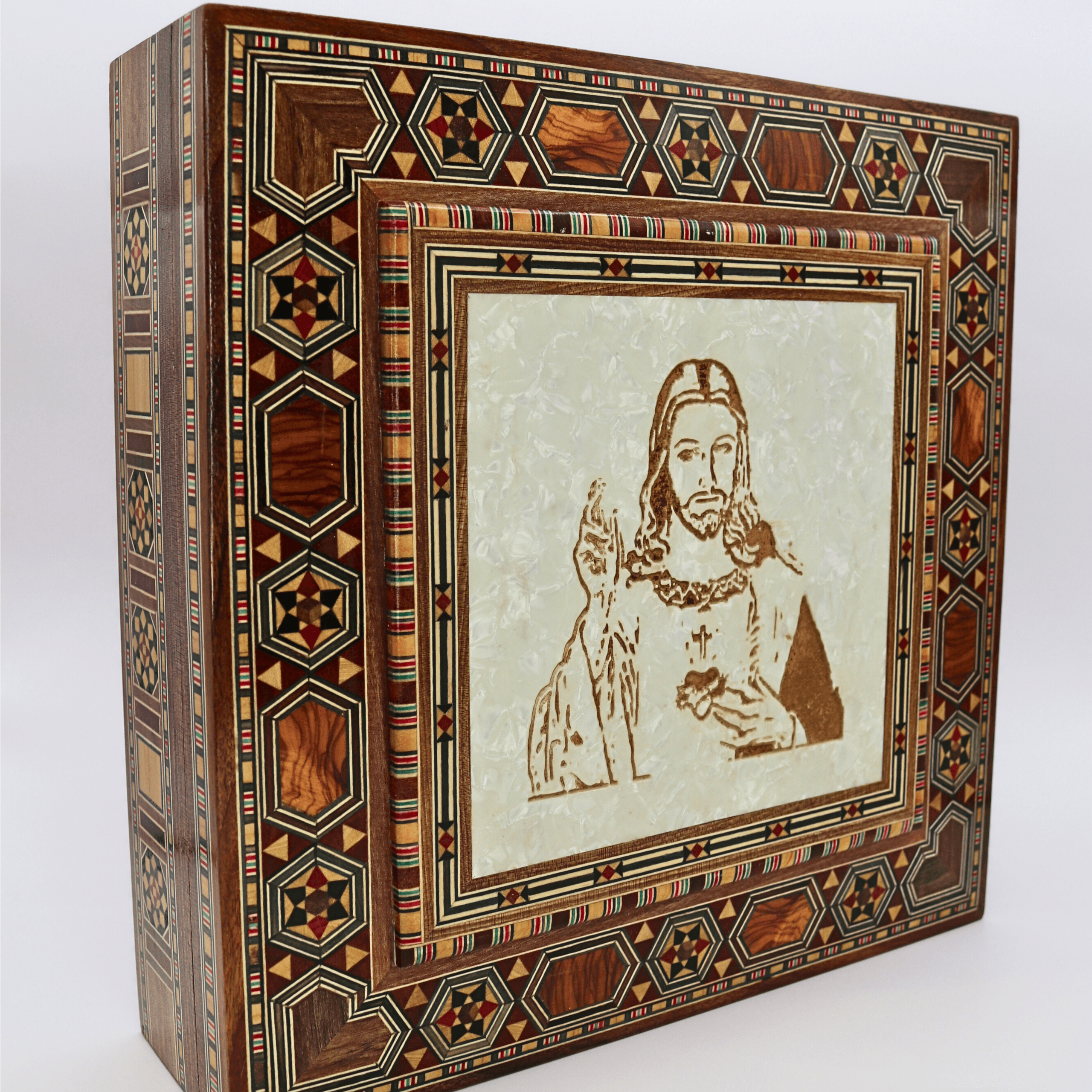 Boîte à souvenirs religieuse en mosaïque avec l'icône de Jésus-Christ 2