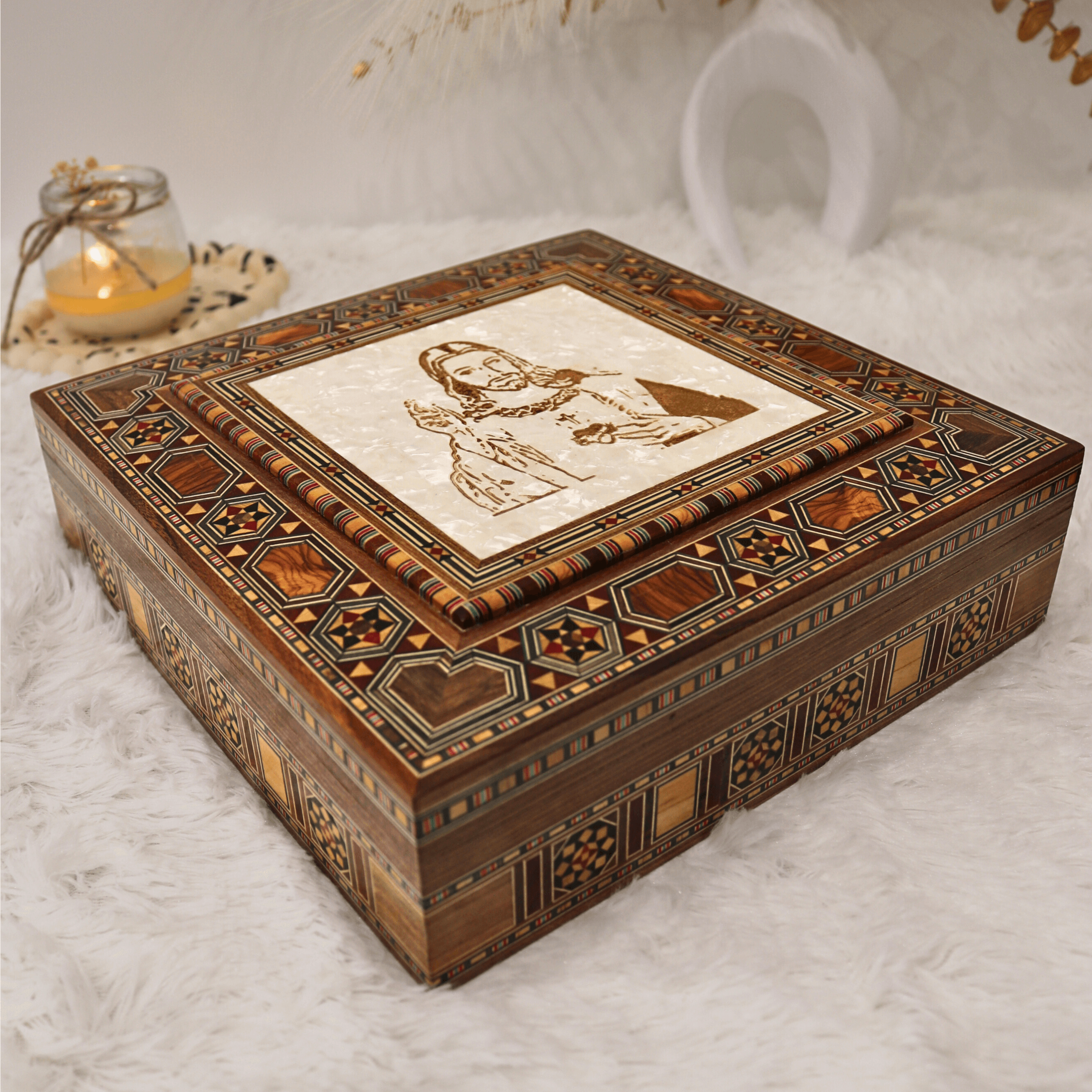 Boîte à souvenirs religieuse en mosaïque avec l'icône de Jésus-Christ 4