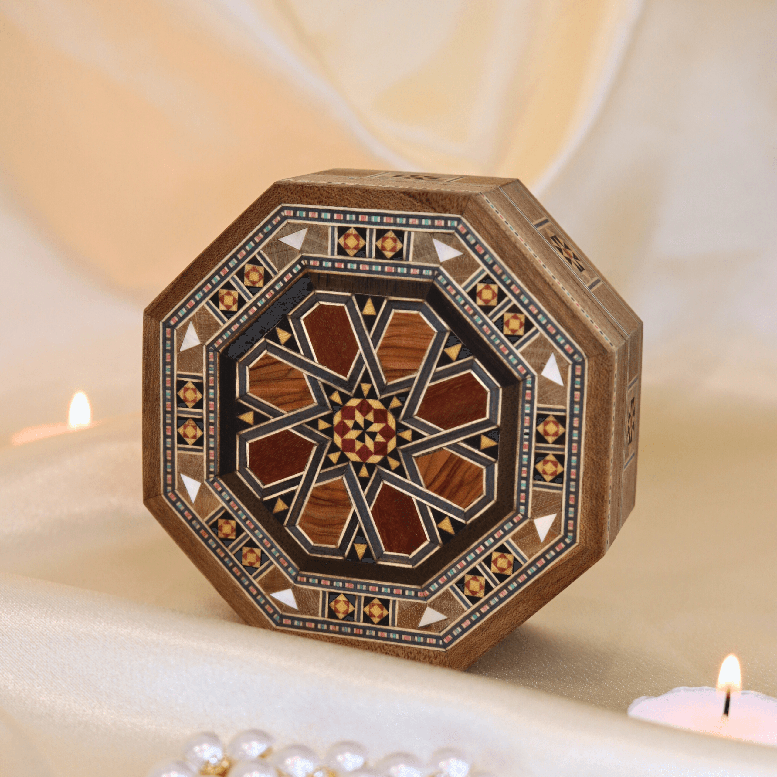 Moyenne boîte en marqueterie octogonale 4 Moyenne boîte en marqueterie octogonale 4