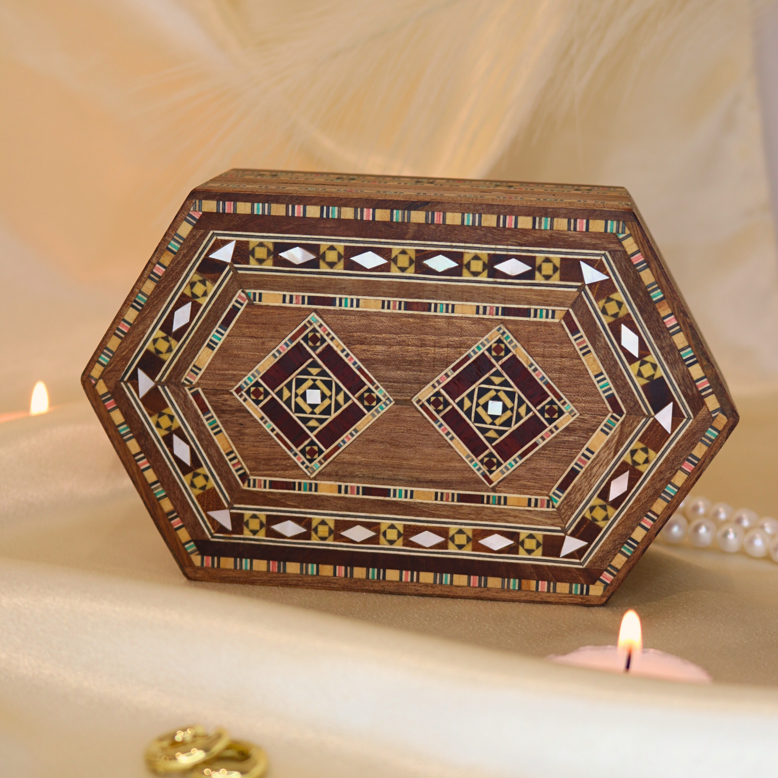 boîte en marqueterie hexagonale 4