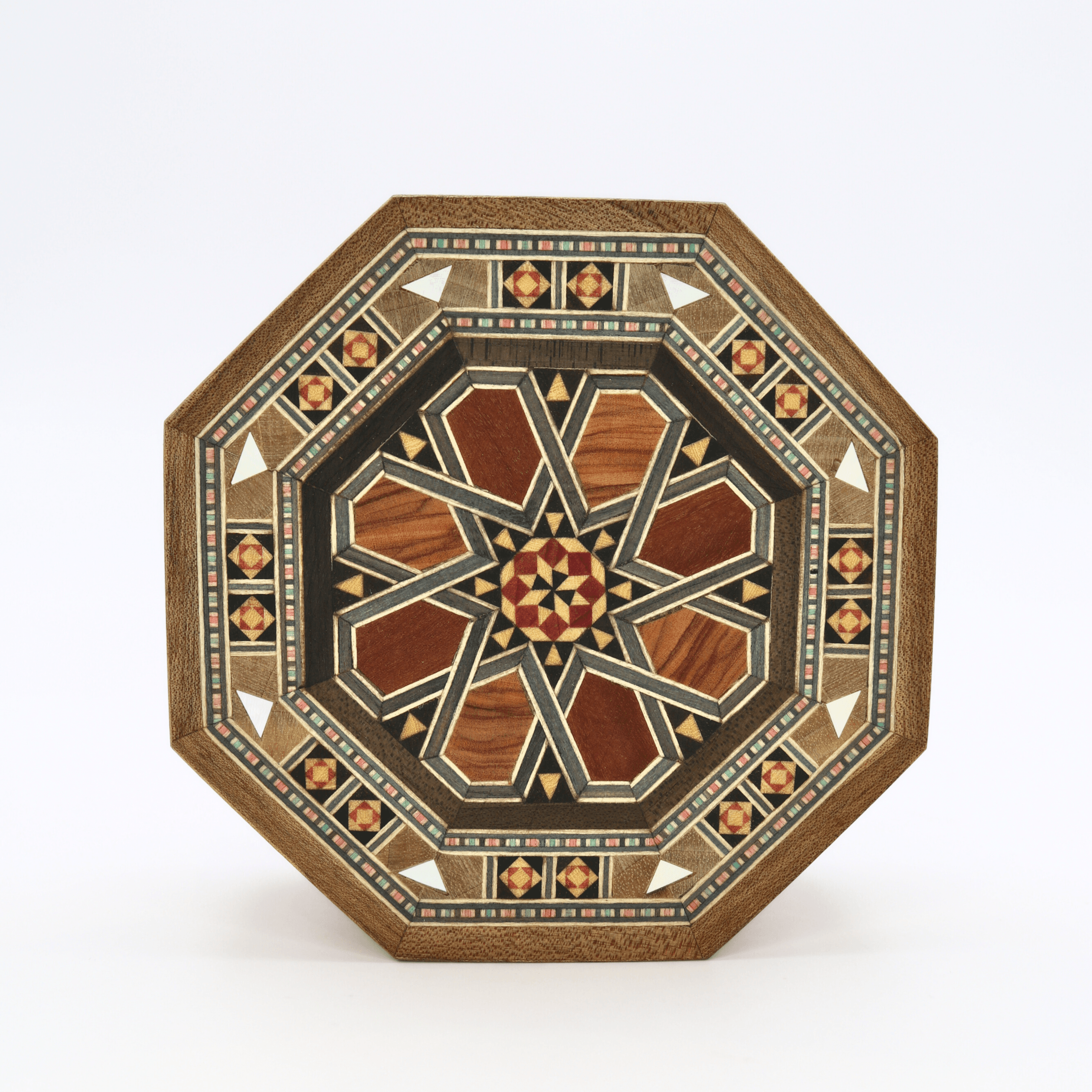 Moyenne boîte en marqueterie octogonale