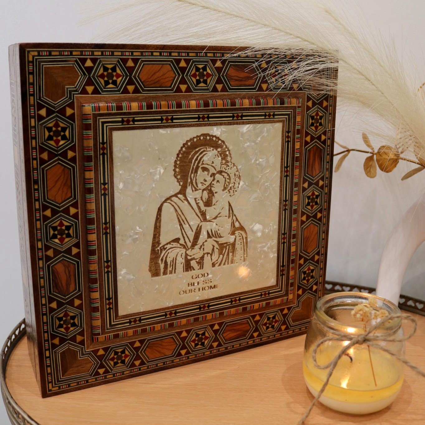 Boîte en marqueterie “Vierge Marie & Enfant Jésus”