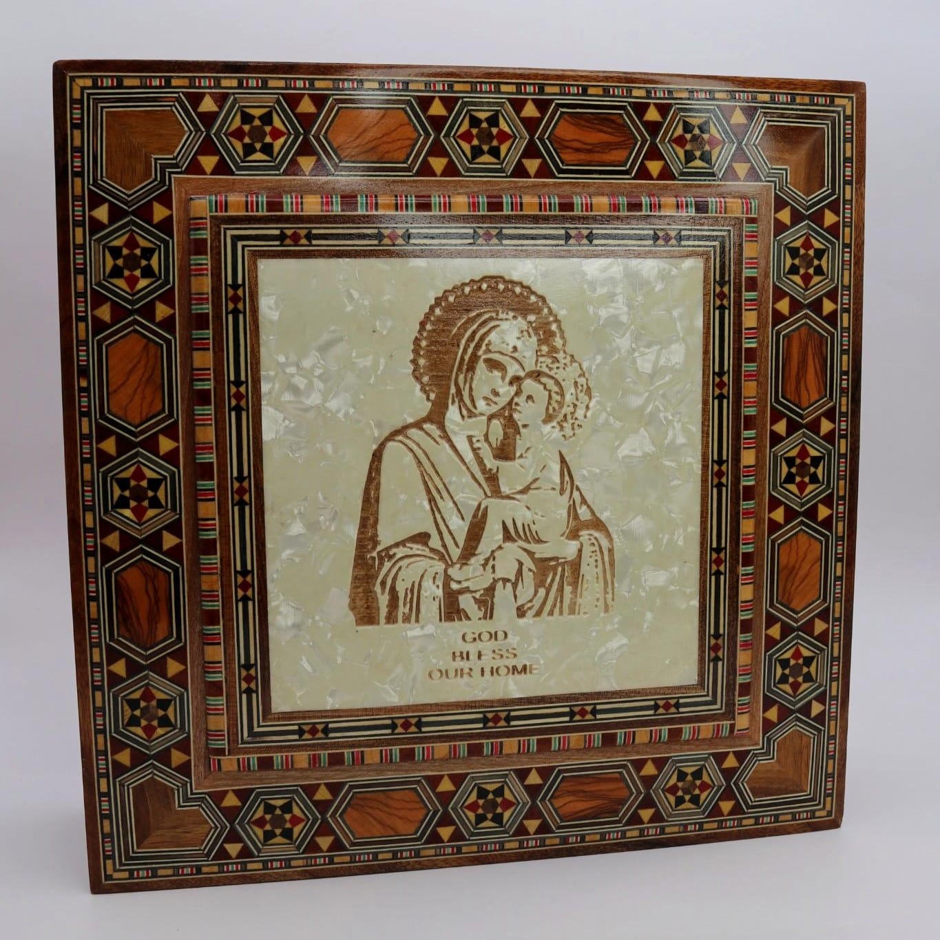 Boîte en marqueterie “Vierge Marie & Enfant Jésus”