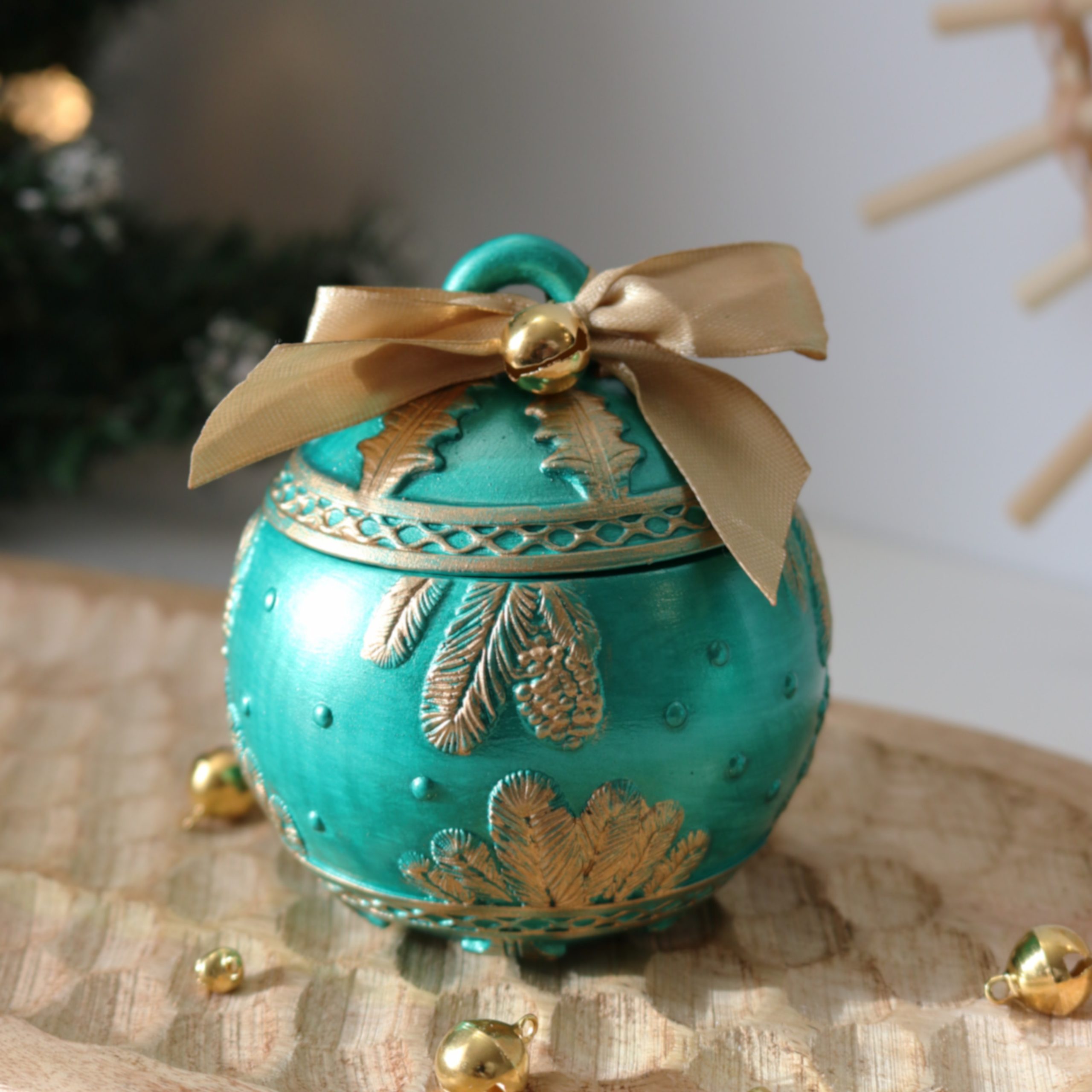 Bougie de Noël verte petit format – Parfum Sapin de Noël