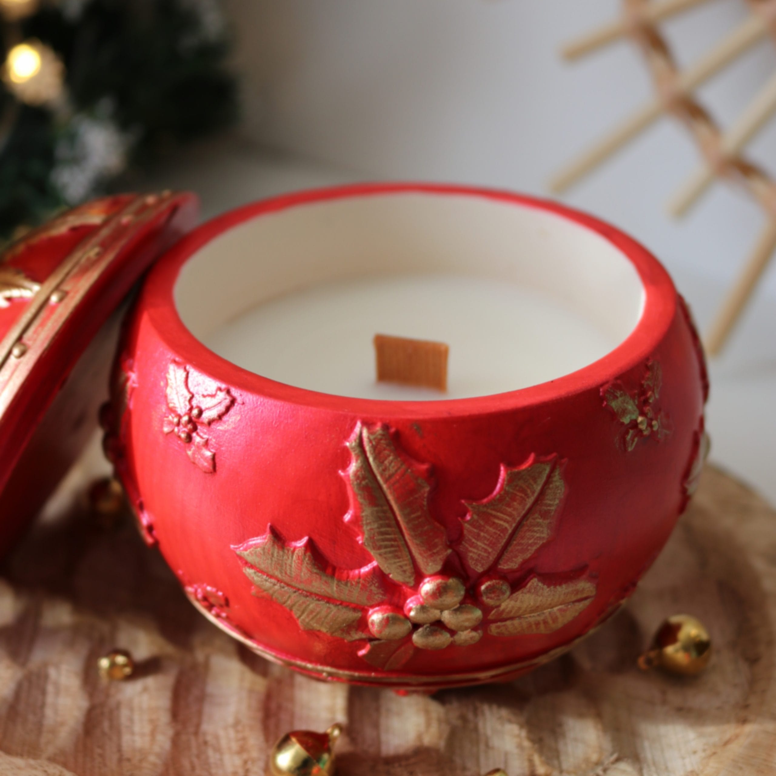 Bougie de Noël rouge grand format – Parfum Fruits rouges