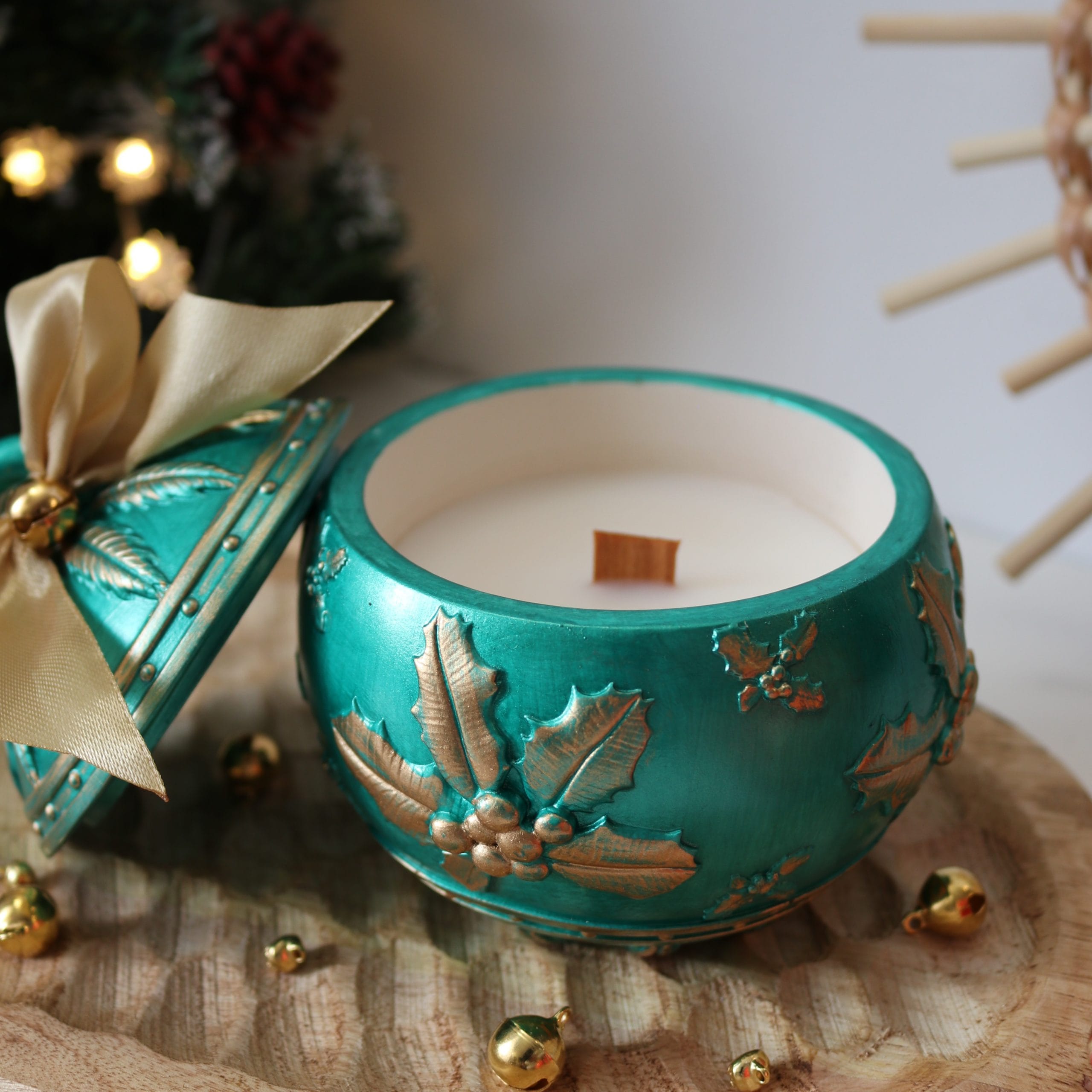 Bougie de Noël verte grand format – Parfum Sapin de Noël