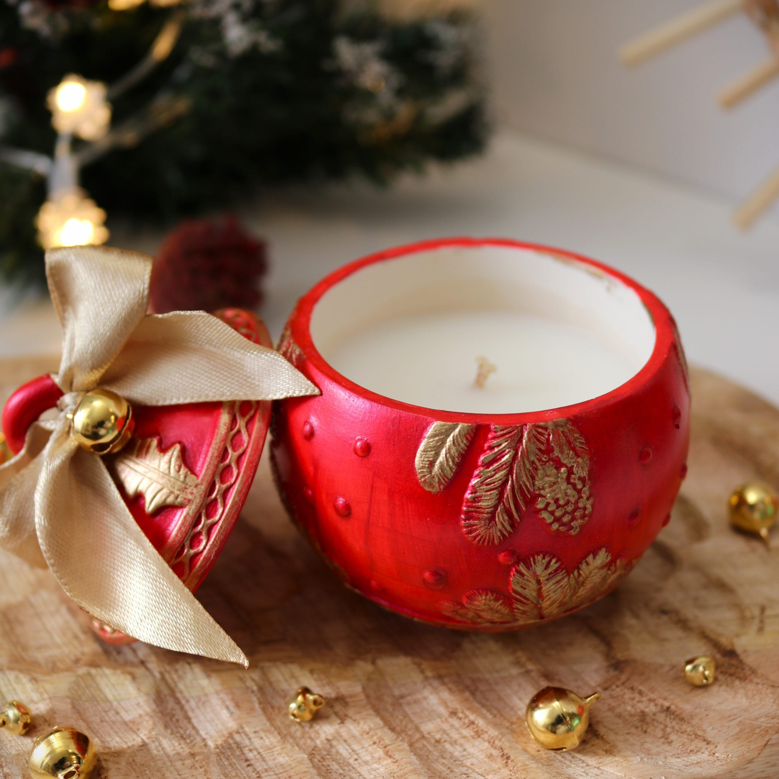 Bougie de Noël rouge petit format – Parfum Fruits rouges