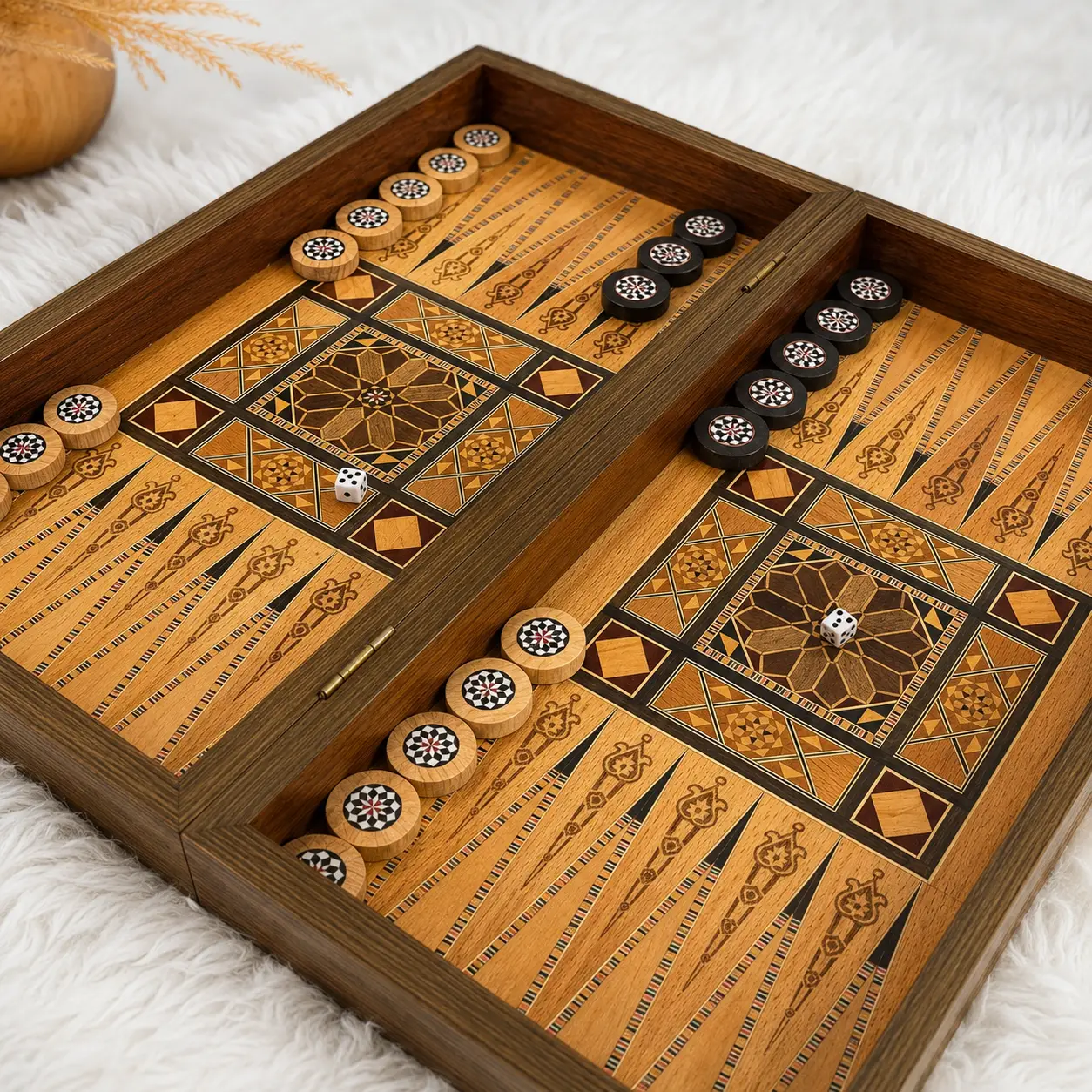 Image 25 juil. 2026, 16_56_18 Coffret jeux marqueterie Prestige 3-en-1 (Échecs, Dames, Backgammon)