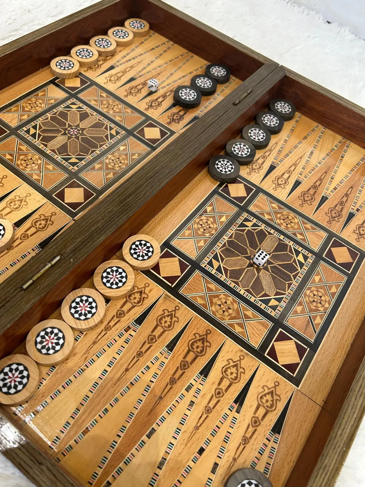 Coffret jeux marqueterie Prestige 3-en-1 (Échecs, Dames, Backgammon)