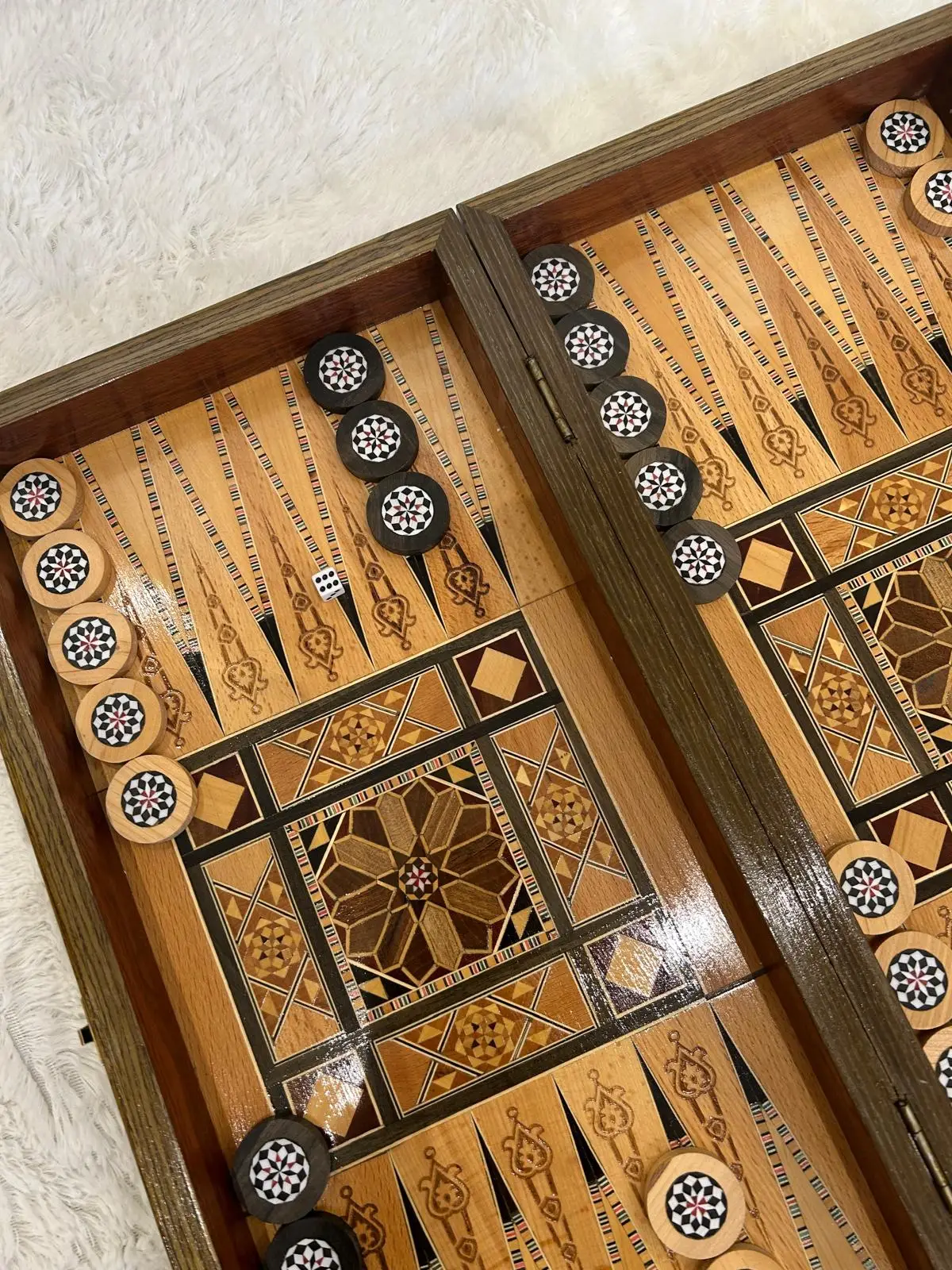 Coffret jeux marqueterie Prestige 3-en-1 (Échecs, Dames, Backgammon)