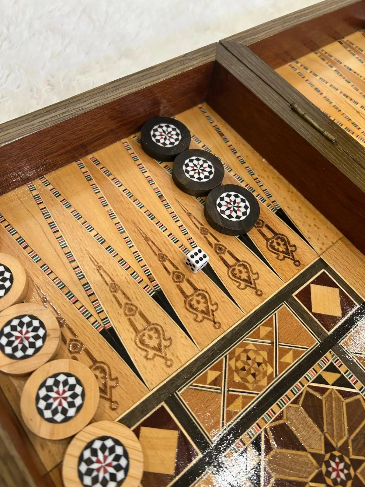 Coffret jeux marqueterie Prestige 3-en-1 (Échecs, Dames, Backgammon)