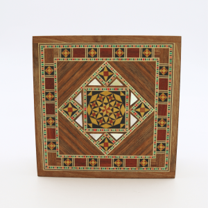 Boîte en marqueterie carrée - Bois précieux et nacre